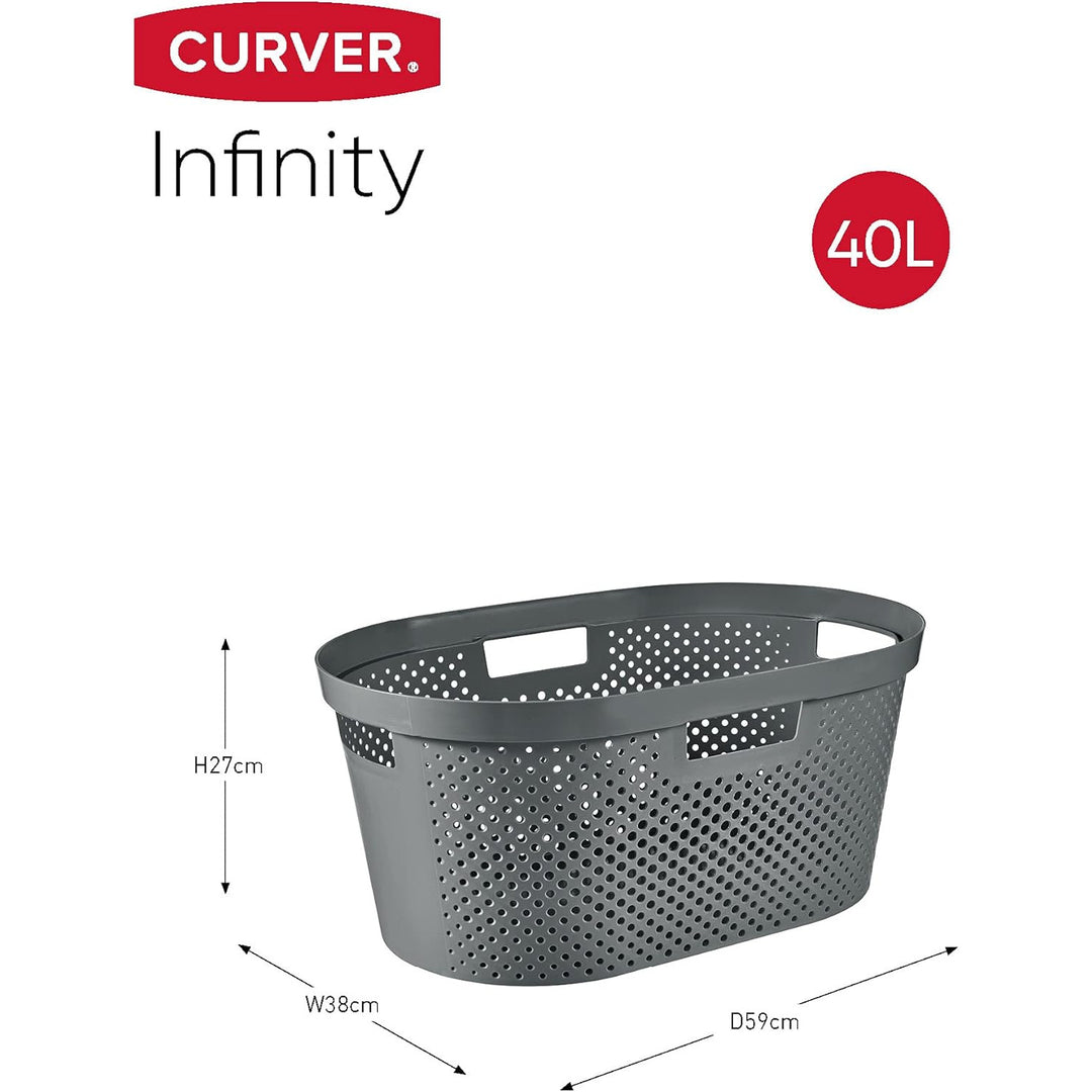 Curver Infinity Recycelte Mangeln / Wäschekörbe, 40L Kapazität, dunkelgrau, 100% recycelt, 245675