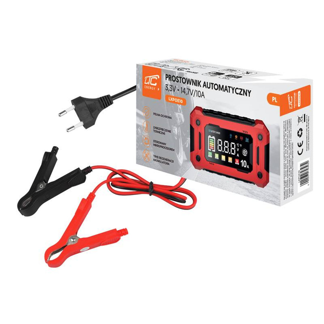 LTC Energy Batterie-Gleichrichter, 3,3-14,7V, 10A, AGM/GEL/LiFePO4, Automatikbetrieb, LXPOE10