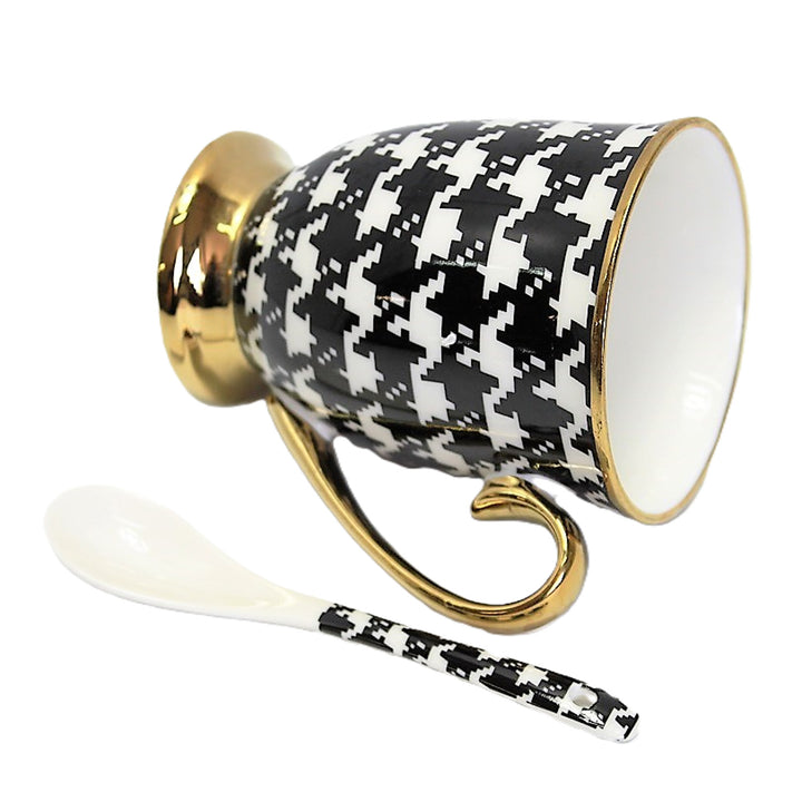 Becher Pepite Goldgriff Basis Löffel Porzellan Exklusiv, Königin Isabel