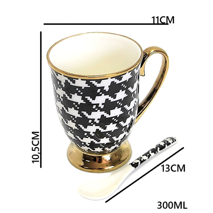 Becher Pepite Goldgriff Basis Löffel Porzellan Exklusiv, Königin Isabel