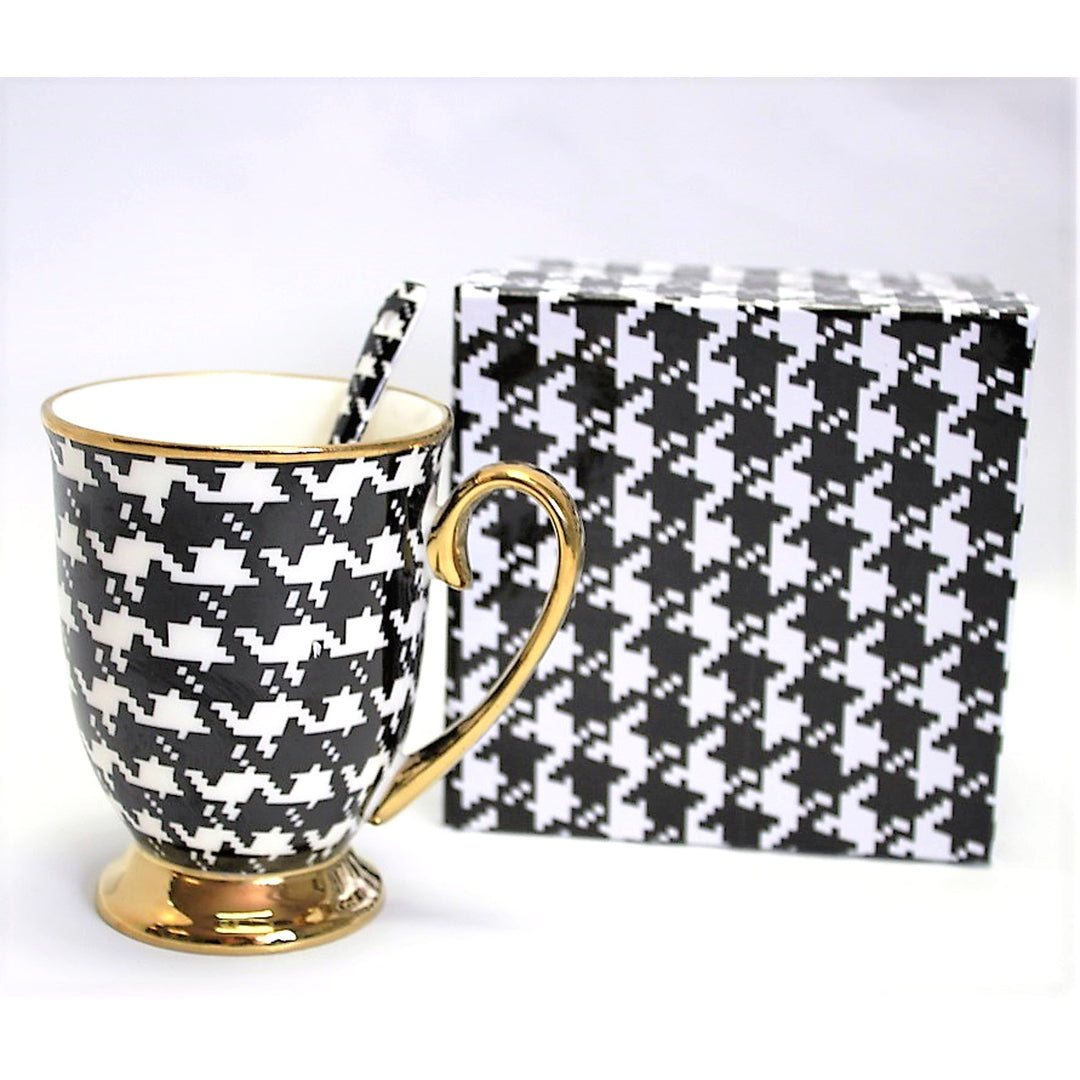 Becher Pepite Goldgriff Basis Löffel Porzellan Exklusiv, Königin Isabel