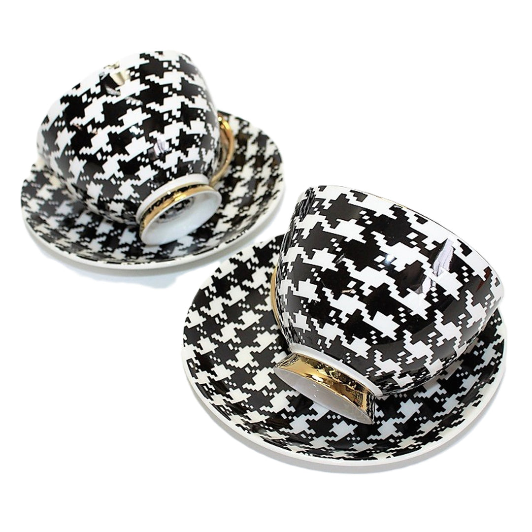 Espressotassen 2+2 Pepite Gold Akzente Porzellan, Königin Isabel