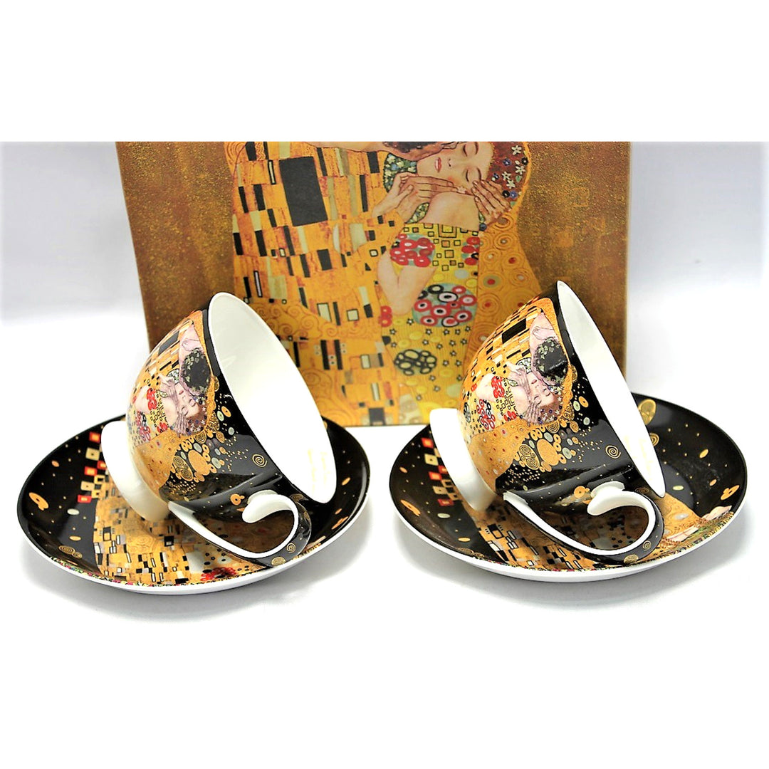 2er-Set Königin-Isabell-Porzellantassen, Klimt's Kiss-Motiv, 250ml, W8KL356-22383