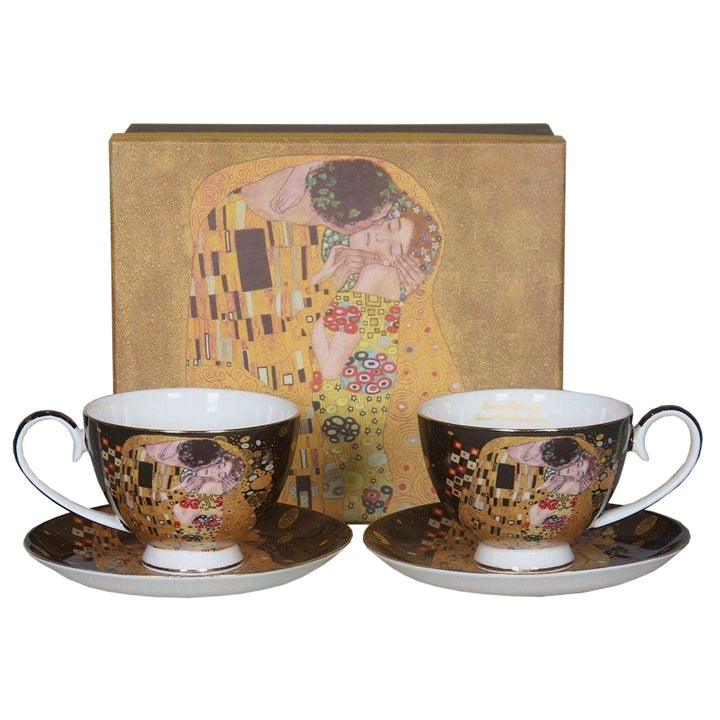 2er-Set Königin-Isabell-Porzellantassen, Klimt's Kiss-Motiv, 250ml, W8KL356-22383