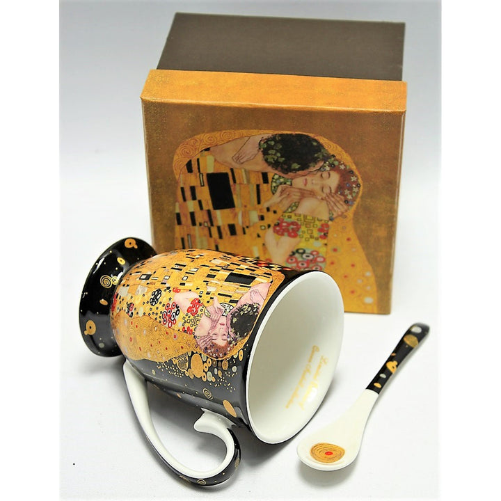 Königin Isabel Porzellanbecher mit Löffel, Löffel, Klimt Kiss Motiv, 300ml, W9KL338-09121