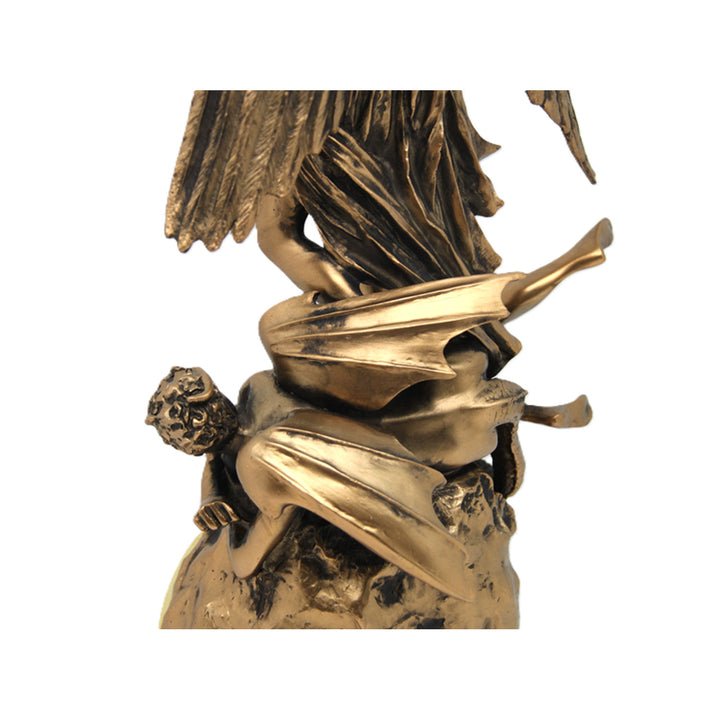 Erzengel-Michael-Figur, Uhr, religiöse Bronzeskulptur, Königin Isabel