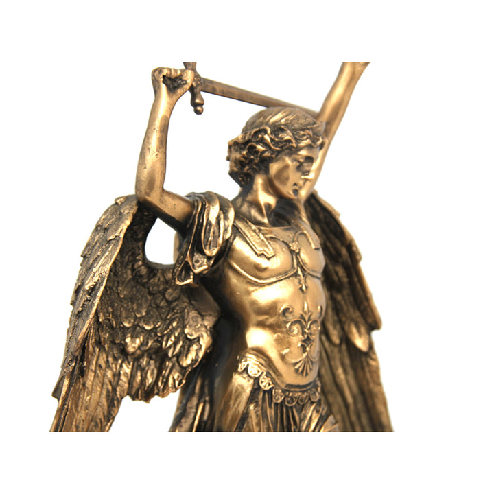 Erzengel-Michael-Figur, Uhr, religiöse Bronzeskulptur, Königin Isabel