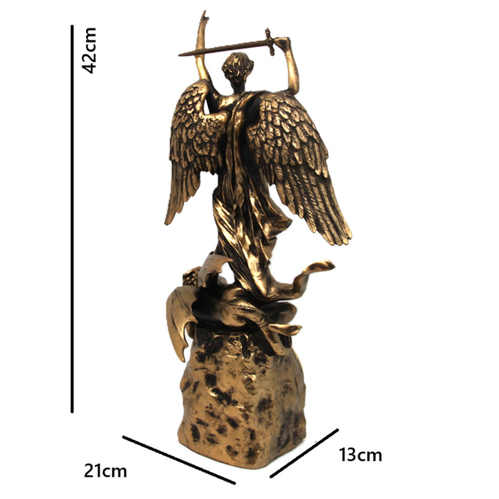 Erzengel-Michael-Figur, Uhr, religiöse Bronzeskulptur, Königin Isabel