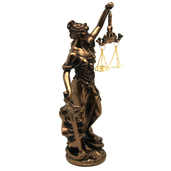 Figur der Temida mit Waage und Schwert, legale Bronzeskulptur, Königin Isabel