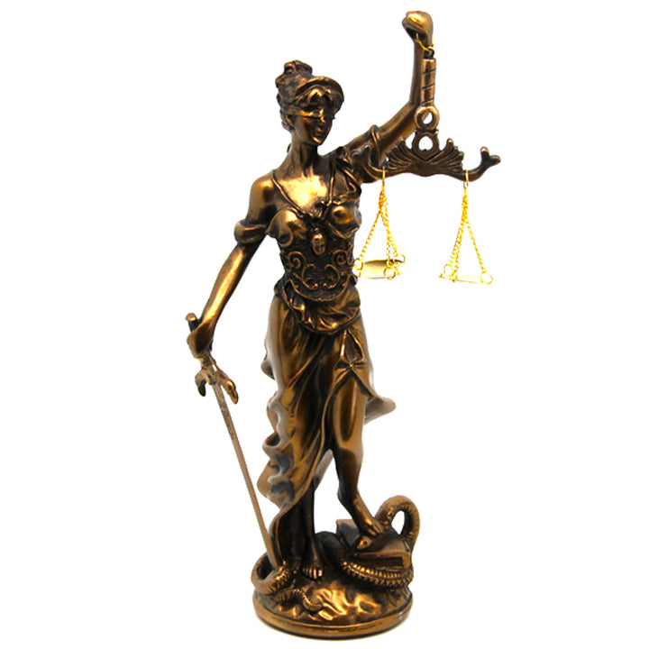 Figur der Temida mit Waage und Schwert, legale Bronzeskulptur, Königin Isabel