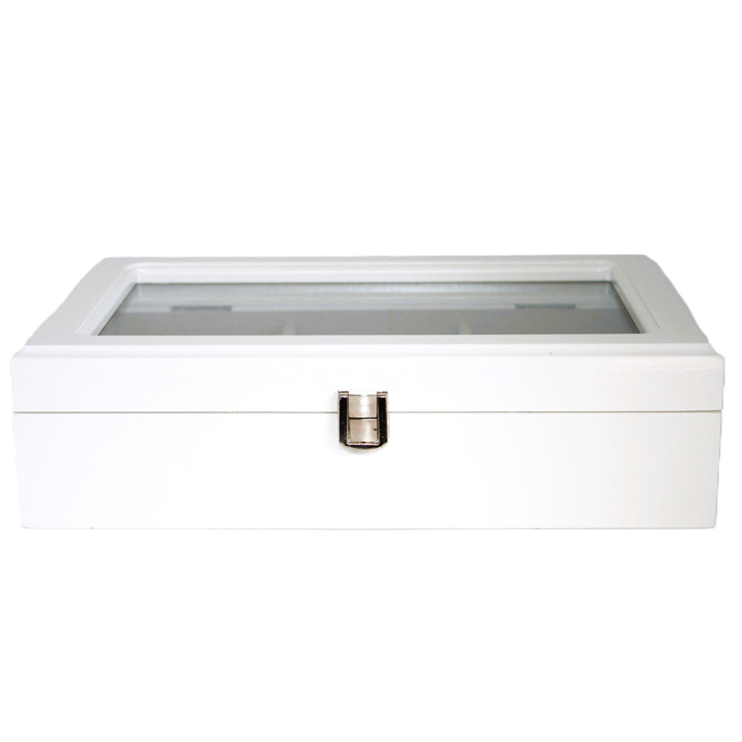 Schmuckkästchen, Holz, weiß, Organizer, Fächer, Glasdeckel, Queen Isabel