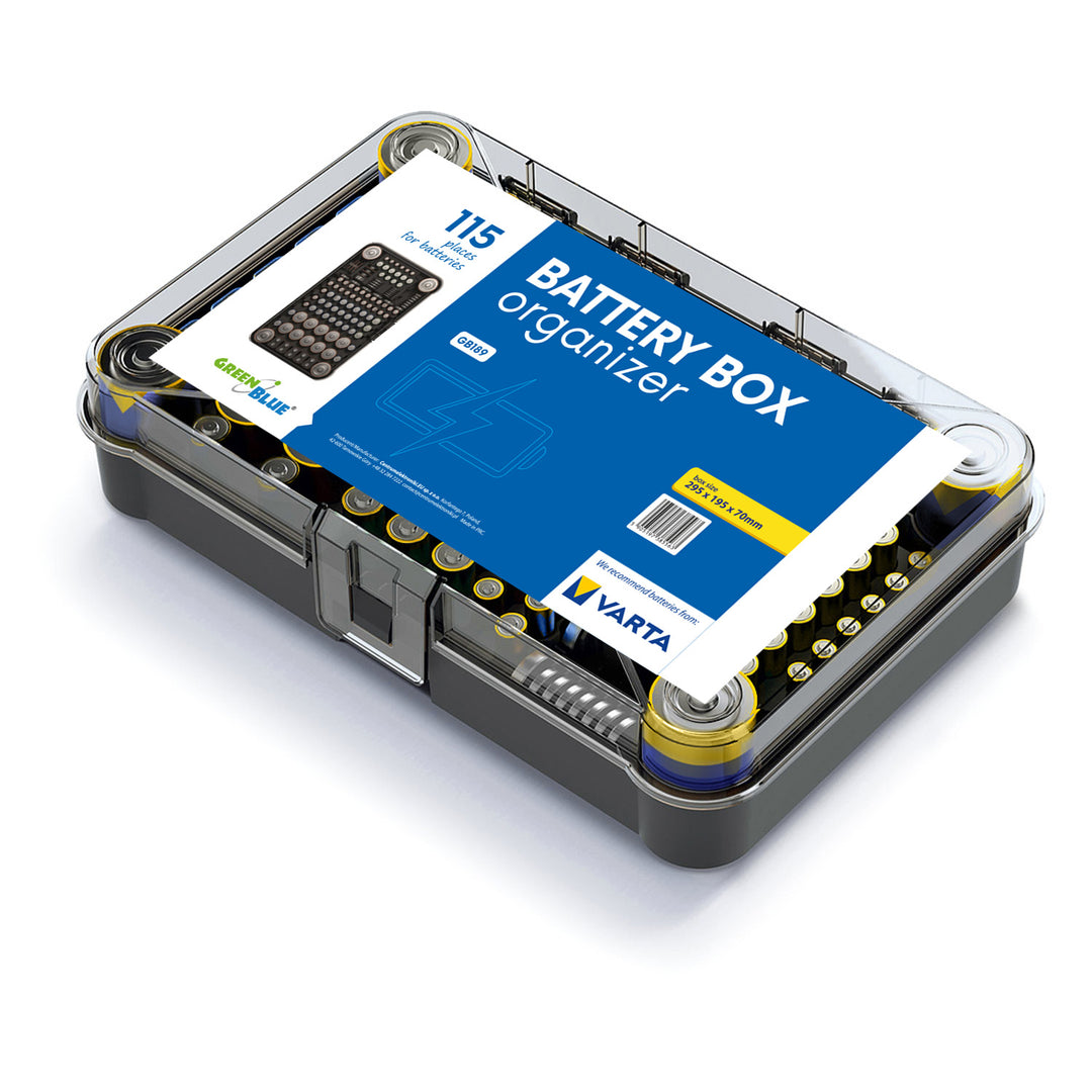 GreenBlue Batterie-Organizer, klarer Deckel, 115 Plätze, Varta Box GB189, 5 Stück