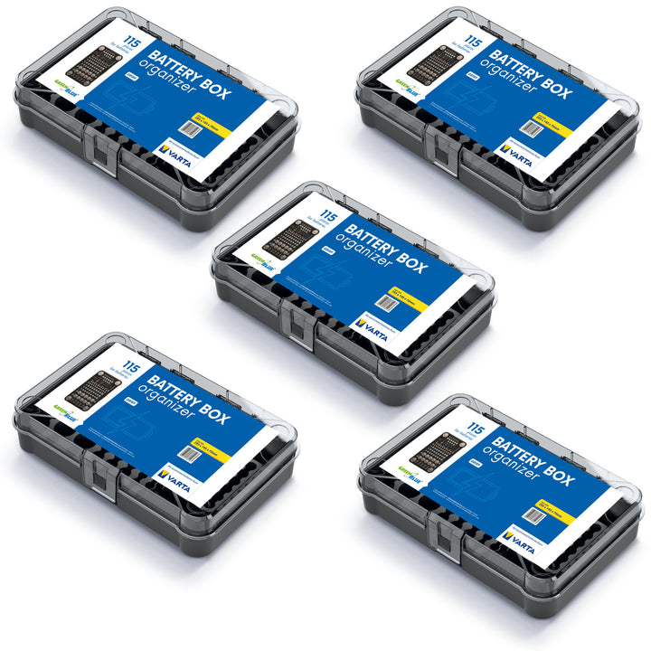 GreenBlue Batterie-Organizer, klarer Deckel, 115 Plätze, Varta Box GB189, 5 Stück