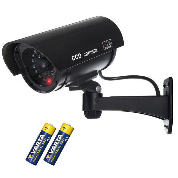 Kamera-Attrappe mit blinkender LED IR1100 B IR extern + 2x Varta Industrial AA Batterien