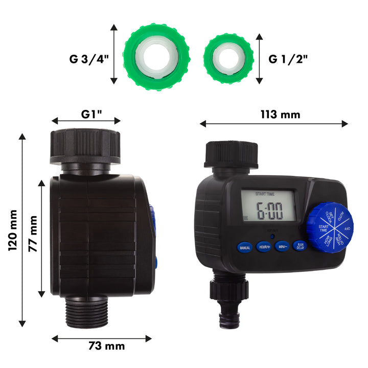 GreenBlue elektronisches Bewässerungssteuergerät, Programmierer, Stromversorgung 2x1,5V AA, GB390 + 2x Varta Industrial Alkaline AA Batterie