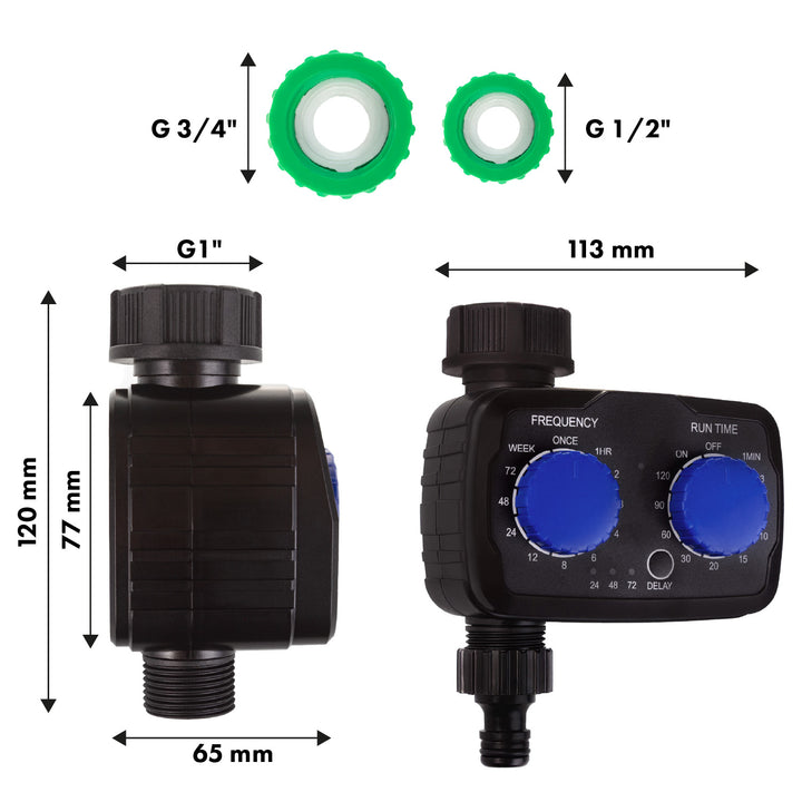 GreenBlue elektronisches Bewässerungssteuergerät, Programmierer, Stromversorgung 2x 1,5V AA, GB391 + 2x Varta Industrial Alkaline AA Batterien