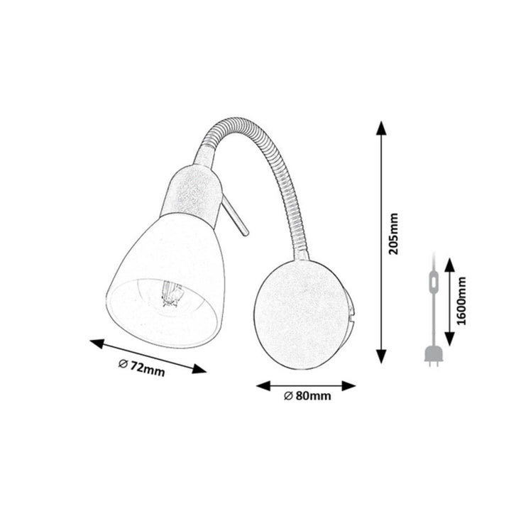 Rabalux Wandleuchte, Spot, E14 Glühbirnengewinde, IP20, schwarz, Soma