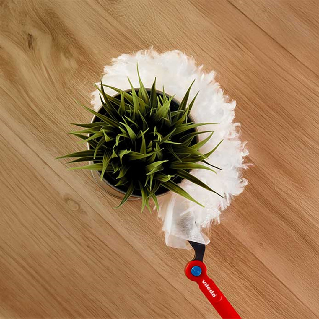 Vileda Flex&Catch Staubbesen, langer Stiel, 1 Nachfüllpackung enthalten, rutschfester, flexibler Kopf, 179434