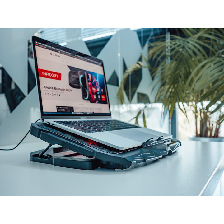 Blow Hurricane Laptop-Kühlständer, vier Lüfter, rote Beleuchtung, integrierter USB-Hub