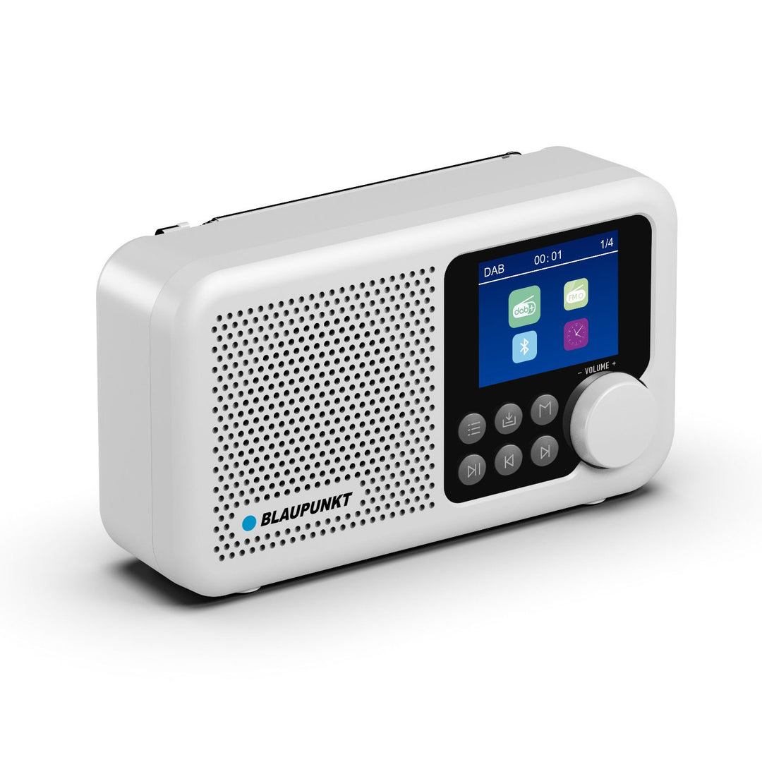 Blaupunkt Portable Radio, DAB+ Digitalradio und UKW-Tuner, Bluetooth, Kopfhörerausgang, 2,4 Zoll Farbdisplay, Uhr- und Weckfunktion, batteriebetrieben und aufladbar über USB-C, DR8WH
