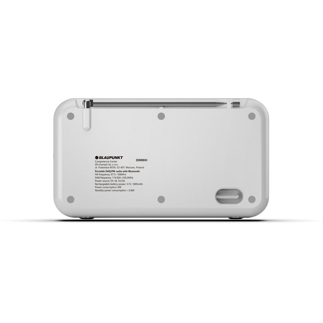 Blaupunkt Portable Radio, DAB+ Digitalradio und UKW-Tuner, Bluetooth, Kopfhörerausgang, 2,4 Zoll Farbdisplay, Uhr- und Weckfunktion, batteriebetrieben und aufladbar über USB-C, DR8WH