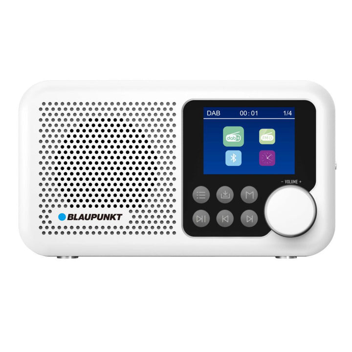 Blaupunkt Portable Radio, DAB+ Digitalradio und UKW-Tuner, Bluetooth, Kopfhörerausgang, 2,4 Zoll Farbdisplay, Uhr- und Weckfunktion, batteriebetrieben und aufladbar über USB-C, DR8WH