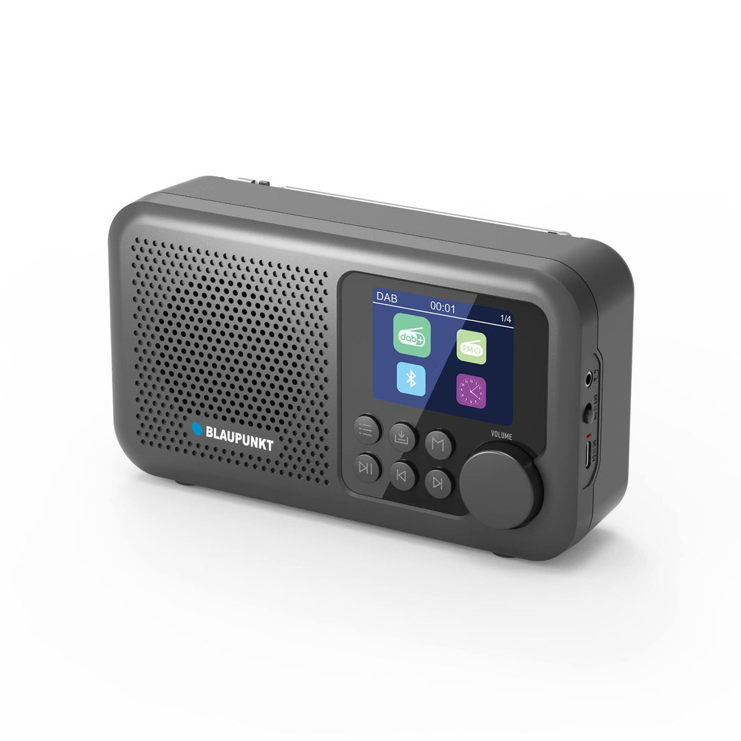 Blaupunkt Portable Radio, DAB+ Digitalradio und UKW-Tuner, Bluetooth, Kopfhörerausgang, 2,4 Zoll Farbdisplay, Uhr- und Weckfunktion, batteriebetrieben und aufladbar über USB-C, DR8BK