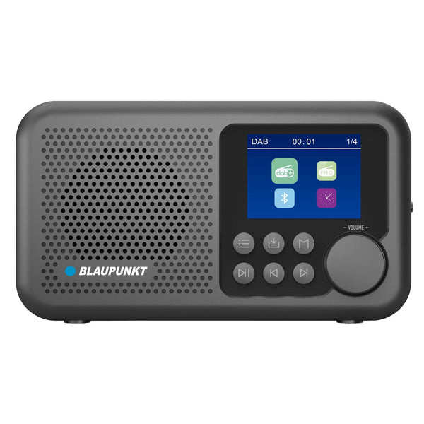 Blaupunkt Portable Radio, DAB+ Digitalradio und UKW-Tuner, Bluetooth, Kopfhörerausgang, 2,4 Zoll Farbdisplay, Uhr- und Weckfunktion, batteriebetrieben und aufladbar über USB-C, DR8BK