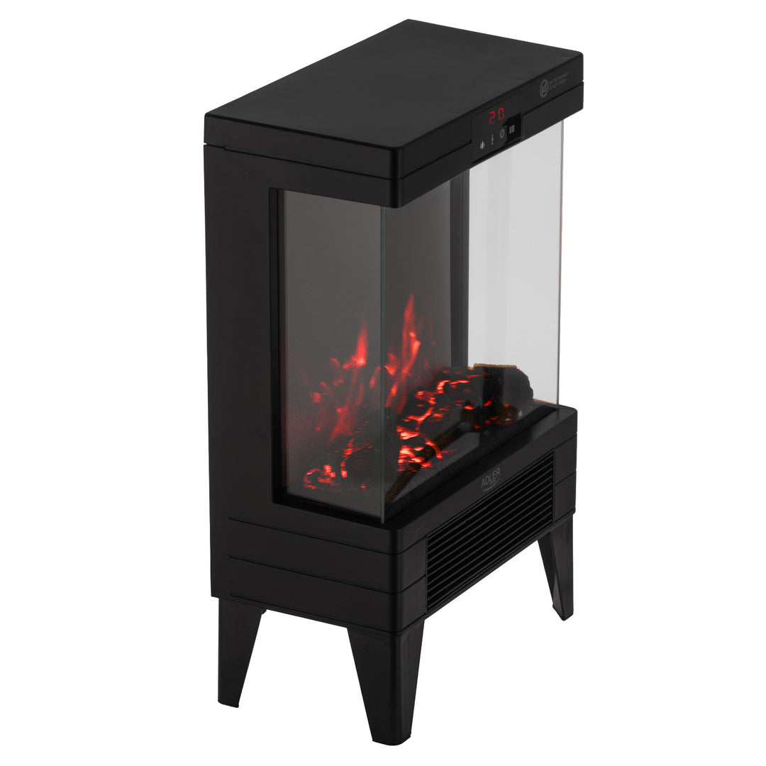 LED-Elektrokamin mit Fernbedienung, 2 Heizleistungen 1000W/2000W, Thermostat, Adler AD 7755