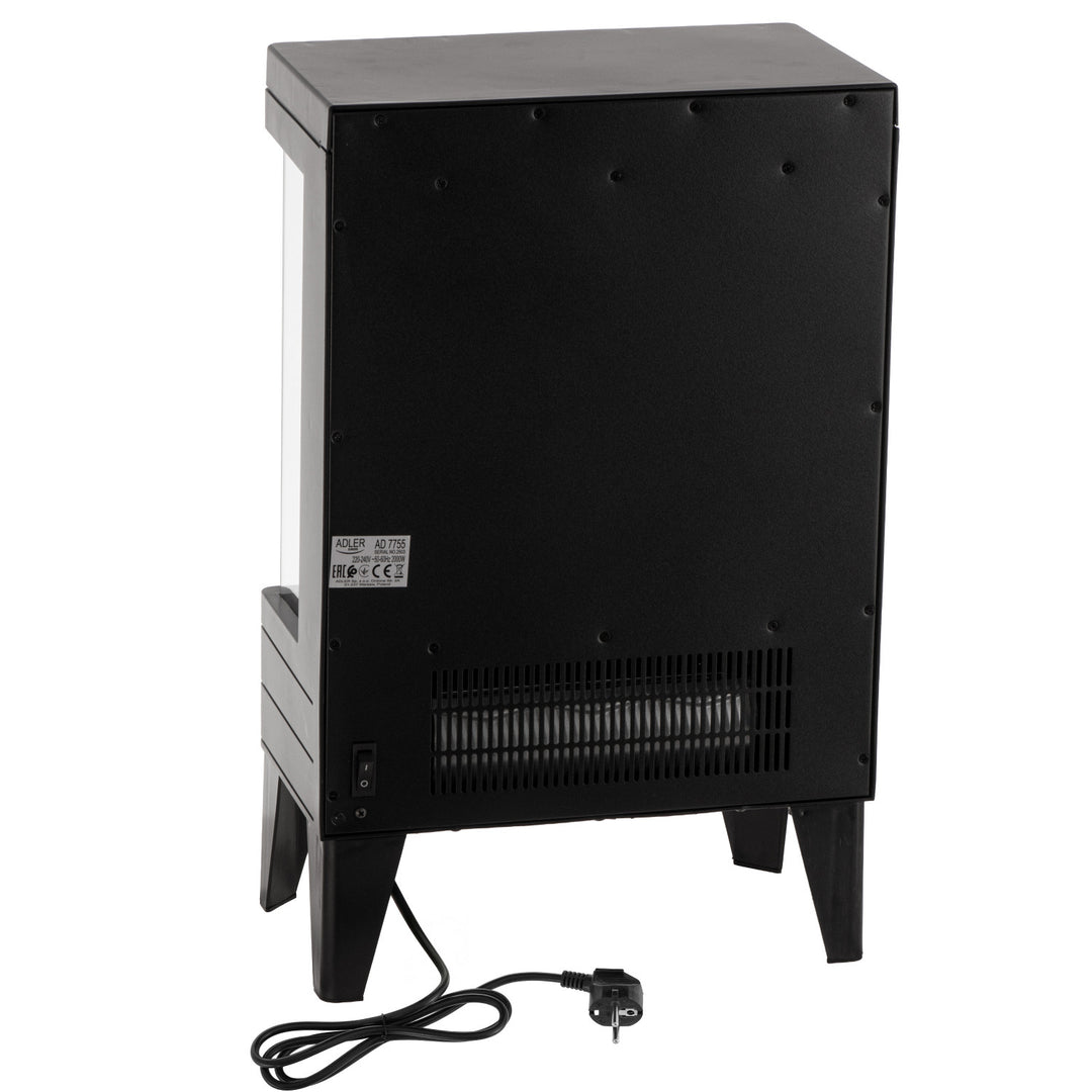 LED-Elektrokamin mit Fernbedienung, 2 Heizleistungen 1000W/2000W, Thermostat, Adler AD 7755