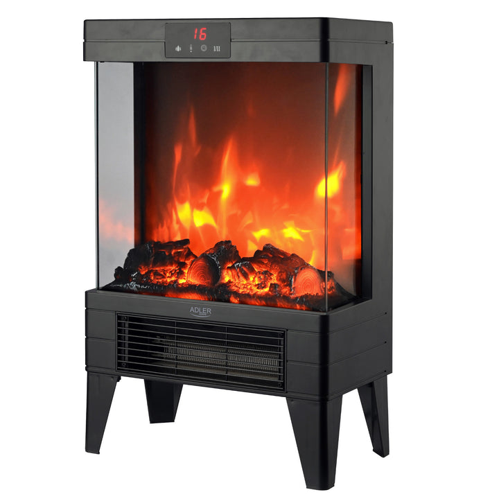 LED-Elektrokamin mit Fernbedienung, 2 Heizleistungen 1000W/2000W, Thermostat, Adler AD 7755