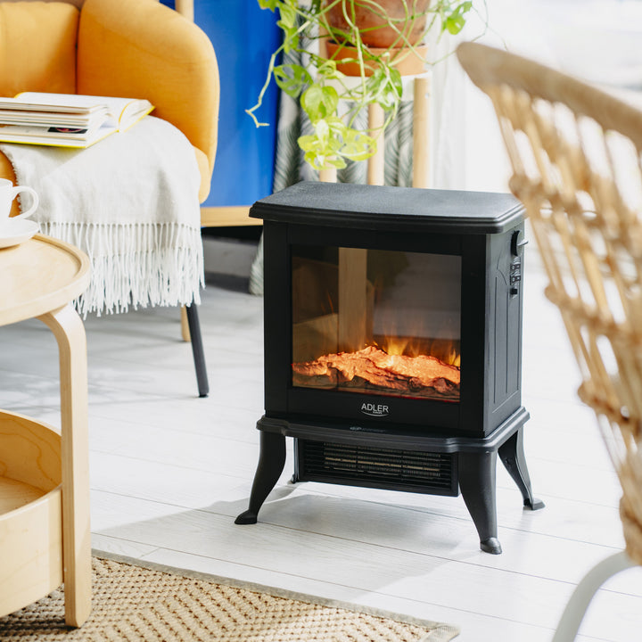 Adler Elektrokamin, 2 Heizstufen, max. Leistung 1800W, Thermostat, 3D-Flammeneffekt, AD 7754