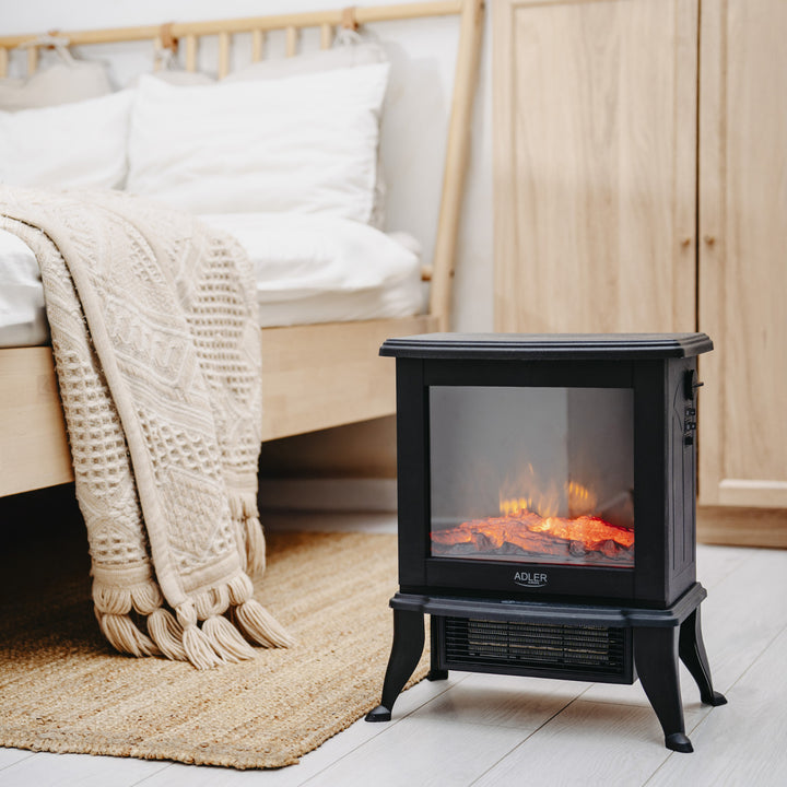 Adler Elektrokamin, 2 Heizstufen, max. Leistung 1800W, Thermostat, 3D-Flammeneffekt, AD 7754