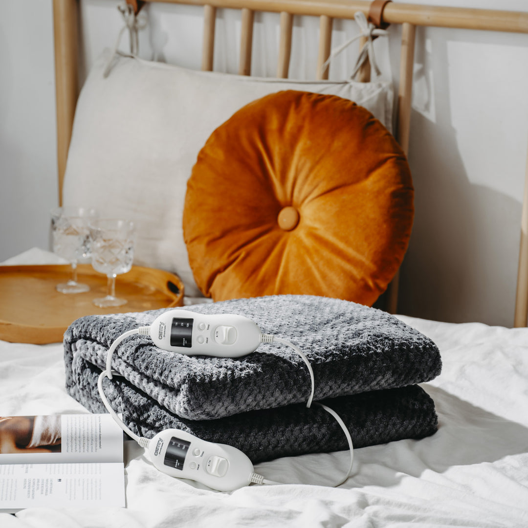 Camry Heizdecke, für 2 Personen, Maße 150x160cm, 8 Heizstufen, Leistung 2 x 60W, grau, CR 7417