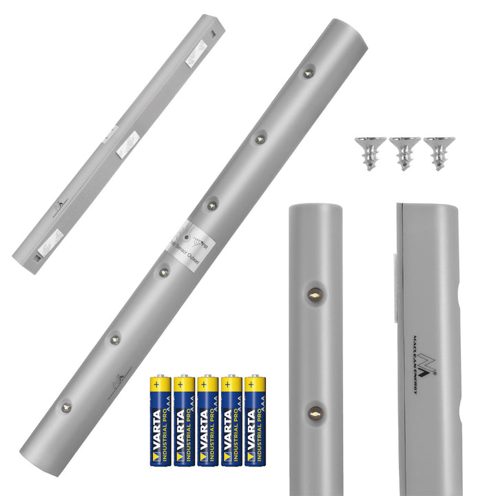 Maclean 6LED Unterbau-Küchenleuchte, länglich, mit Bewegungssensor, 5xAA, MCE123 + 5x AAA Alkalibatterie Varta Industrial