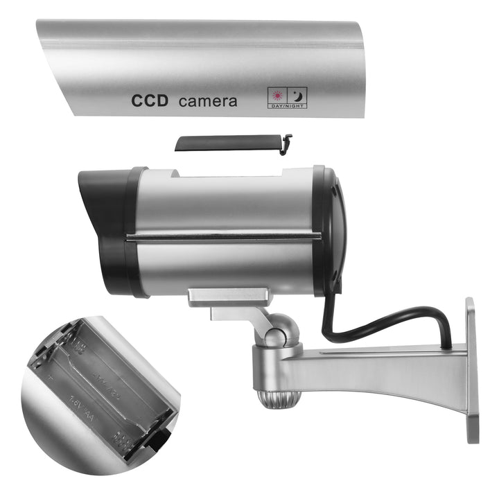 Kamera-Attrappe mit blinkender LED IR1100 S IR extern + 2x Varta Industrial AA Batterien