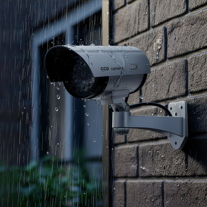 Kamera-Attrappe mit blinkender LED IR1100 S IR extern + 2x Varta Industrial AA Batterien