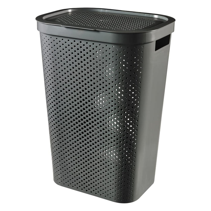 Curver Infinity Recycled Mangeln / Wäschekorb, Kapazität 40L, Dunkelgrau, 100% recycelt, 245675 + Curver Infinity Recycled 60L Wäschekorb