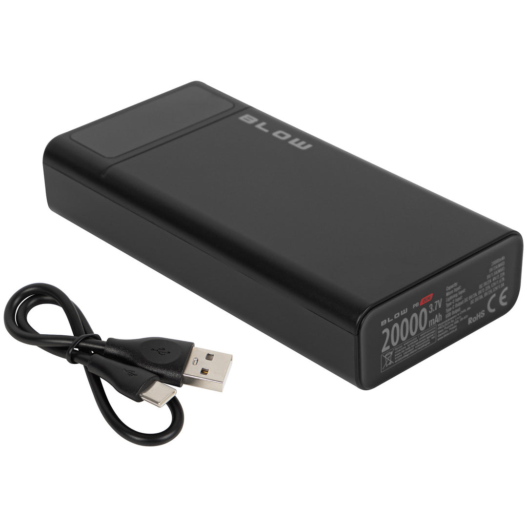 Powerbank 20.000 mAh PB20E QC+PD 20 W + Lightning, schwarz, Blow
