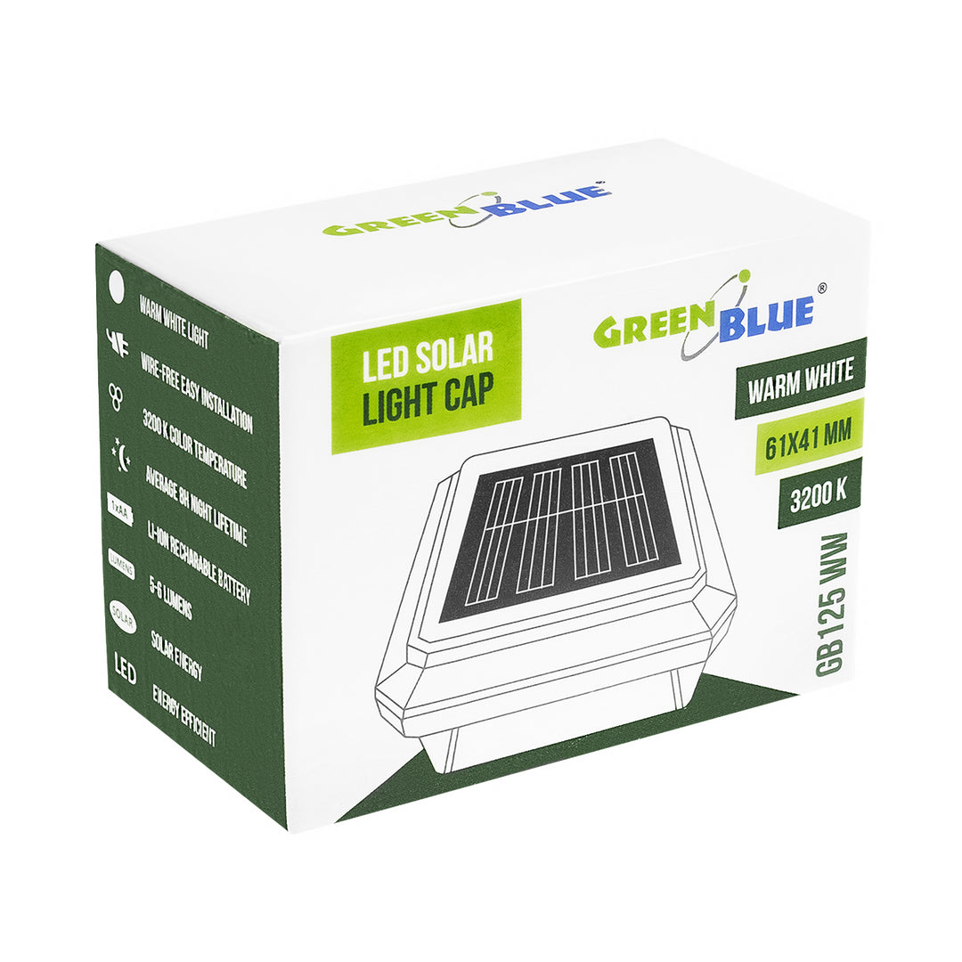GreenBlue LED-Solarlampe für Pfosten, 60 x 40 mm, Briefumschlag-Abdeckung, 3200 K, GB125 WW