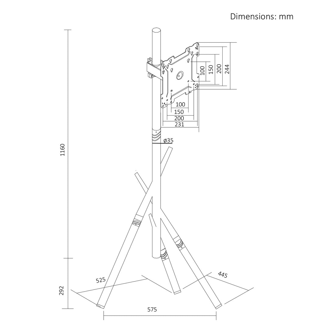 Maclean TV-Halterung / Bodenständer, 27–55", max. VESA 200×200, max. 60 kg, MC-181 W