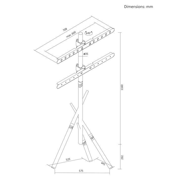 Maclean TV-Halterung / Bodenständer, 37–80", max. VESA 600×400, max. 60 kg, MC-182 B
