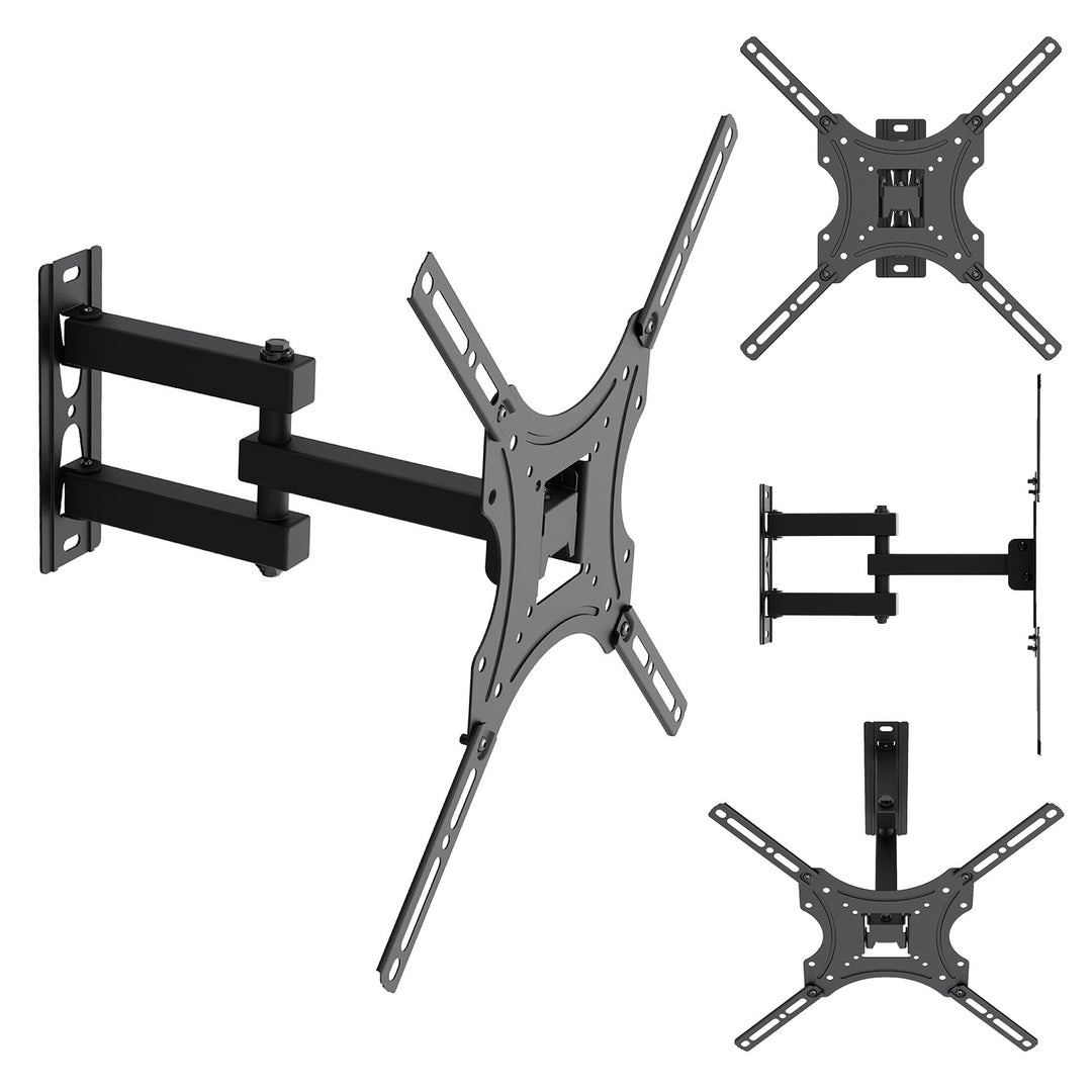 Maclean TV-Halterung/Aufhängung, max. VESA 400x400, 32–55", bis zu 25 kg, schwarz, Neigungsverstellung 0°–-15° und Schwenkverstellung +90°–-90°, MC-190
