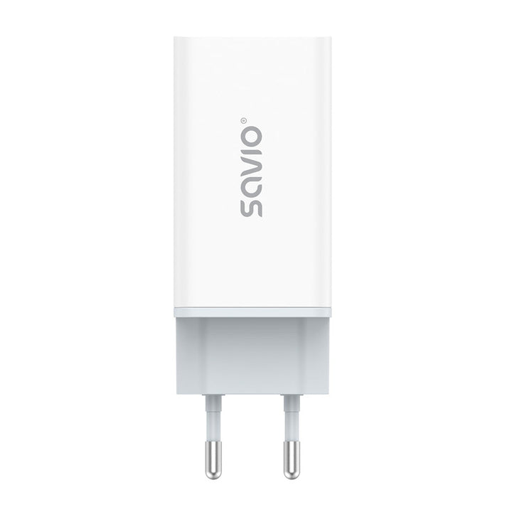 Savio Netzladegerät, 1x USB-A, 2x USB-C, GaN, 65W, weiß, SAVLA-07
