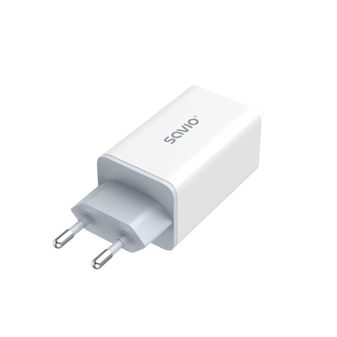 Savio Netzladegerät, 1x USB-A, 2x USB-C, GaN, 65W, weiß, SAVLA-07