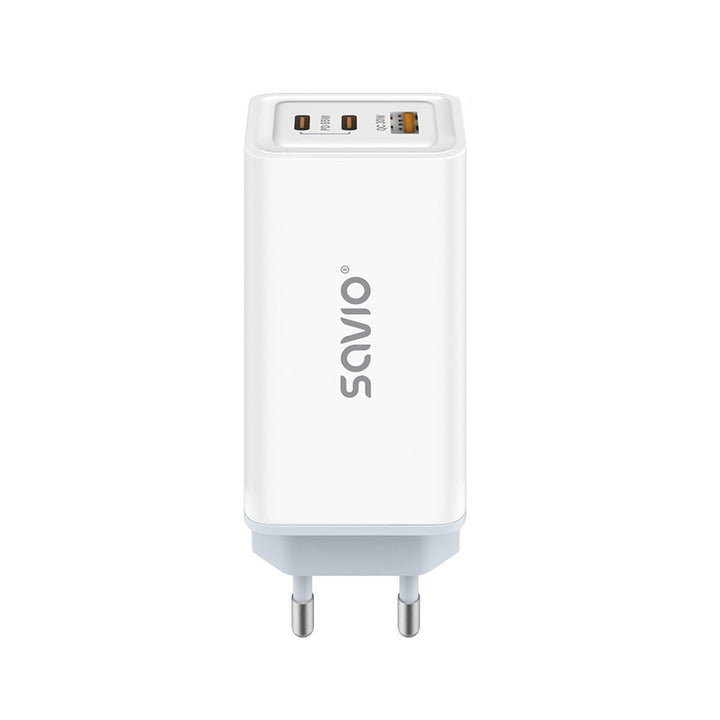 Savio Netzladegerät, 1x USB-A, 2x USB-C, GaN, 65W, weiß, SAVLA-07
