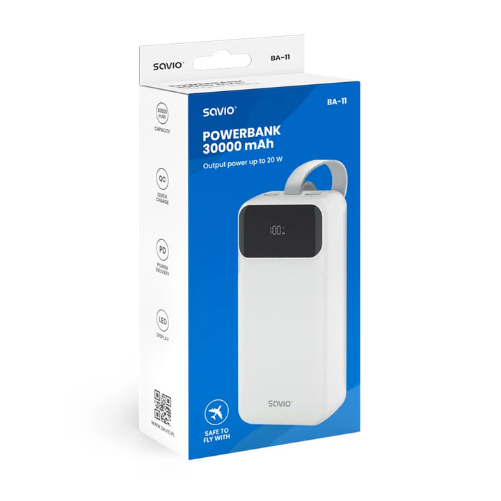 Powerbank SAVIO, 2 Ports USB, 1 Port USB-C, Schnellladung, Power Delivery, SAVBA-11