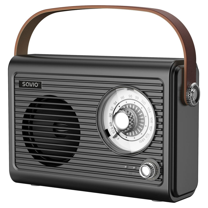Savio tragbares FM-Radio, batteriebetrieben, Bluetooth, AUX, SAVRS-01