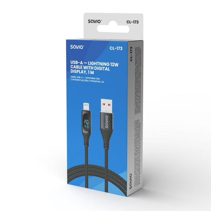USB zu Lightning Savio Kabel, Digitalanzeige, Länge 1m, SAVKABELCL-173