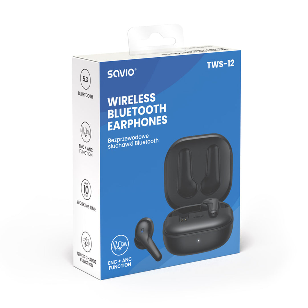 Savio Wireless Kopfhörer, Bluetooth 5.3, ANC, USB-C, schwarz